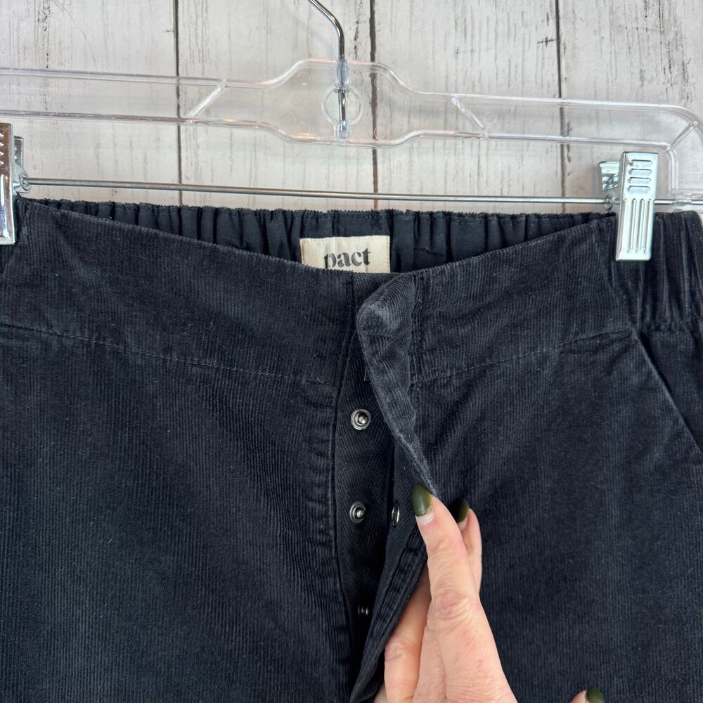 Pact Black Organic Corduroy Palazzo Pants High Rise Wide Leg Retro Size Small - Picture 4 of 16